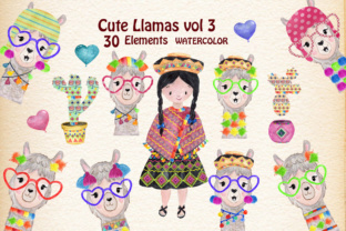 Funny Llama, Animal Clipart Illustrations