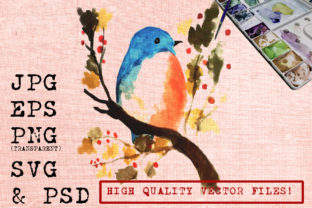 Little Blue Bird Watercolor