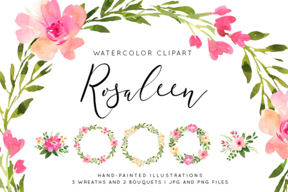 Rosaleen Watercolor Flower Clipart and Freebies
