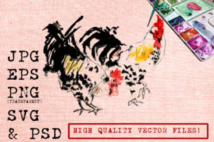 Twice Rooster Watercolor Illustrations