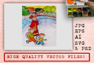 Watercolor Cartoon Back to School Illustrations