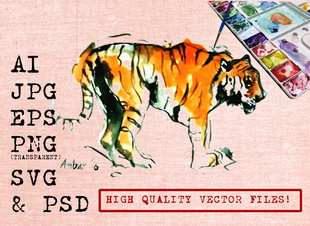 Watercolor Sumatran Tigers Illustrations
