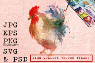 White Rooster Watercolor Illustrations